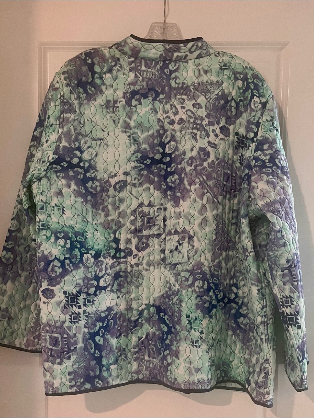 Alfred Dunner Mint, Navy, Purple Quilted Floral-Print Jacket Cottagecore - Picture 3 of 4
